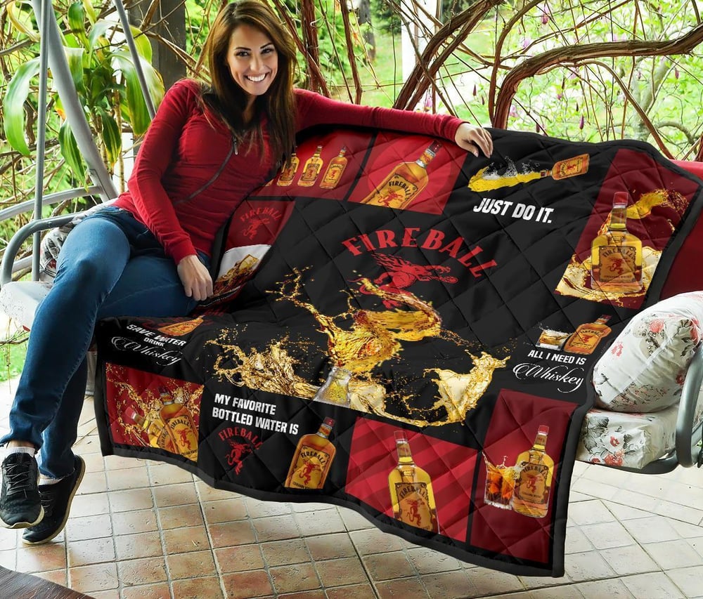 Fireball Cinnamon Quilt Blanket All I Need Is Whisky Gift Idea