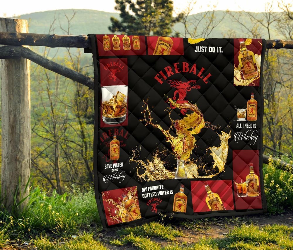 Fireball Cinnamon Quilt Blanket All I Need Is Whisky Gift Idea