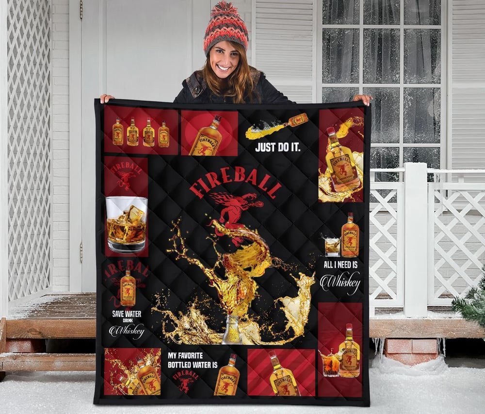 Fireball Cinnamon Quilt Blanket All I Need Is Whisky Gift Idea