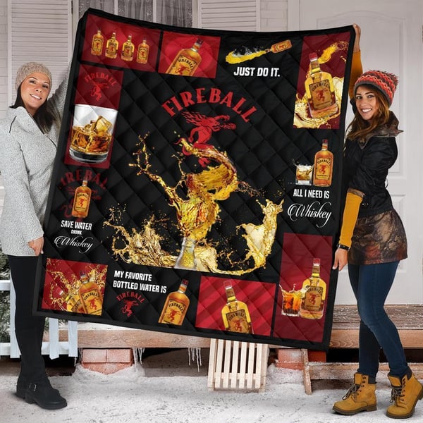 Fireball Cinnamon Quilt Blanket All I Need Is Whisky Gift Idea