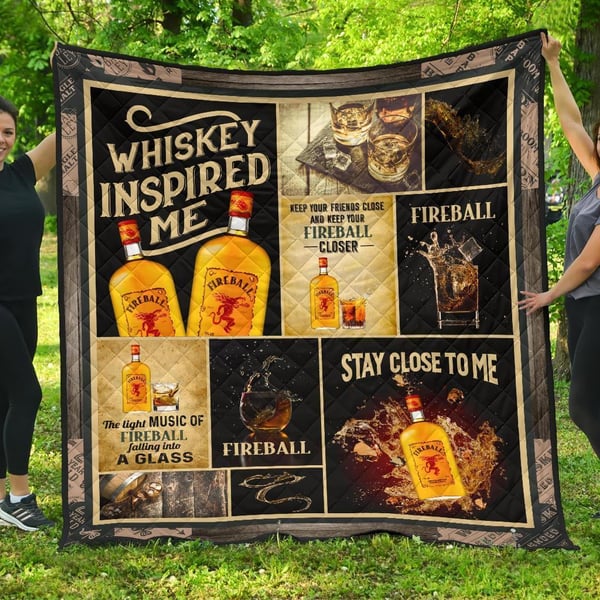 Fireball Quilt Blanket Whiskey Inspired Me Funny Gift Idea