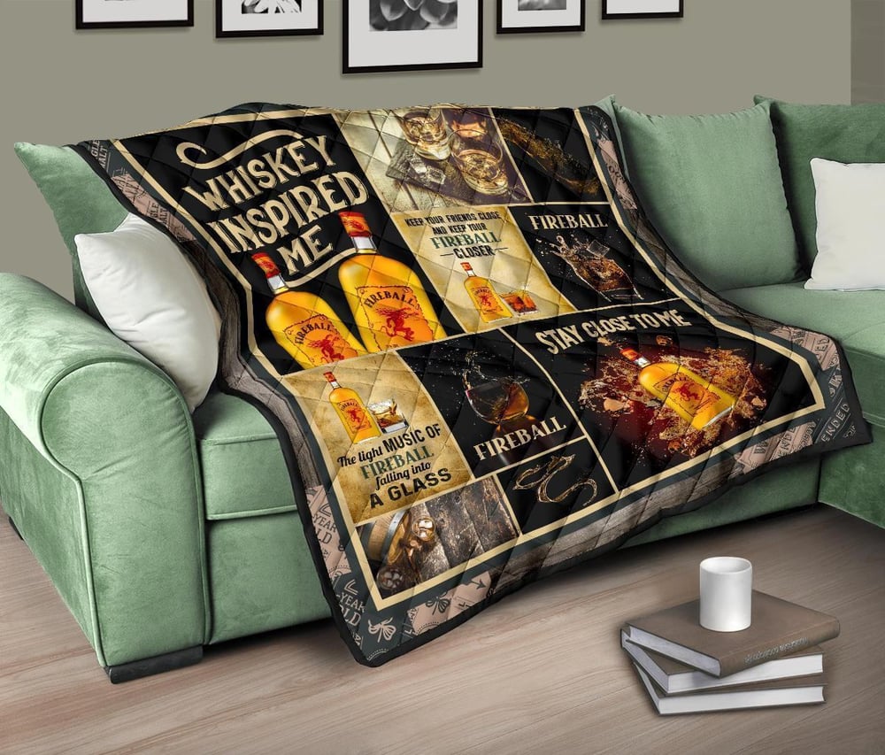 Fireball Quilt Blanket Whiskey Inspired Me Funny Gift Idea