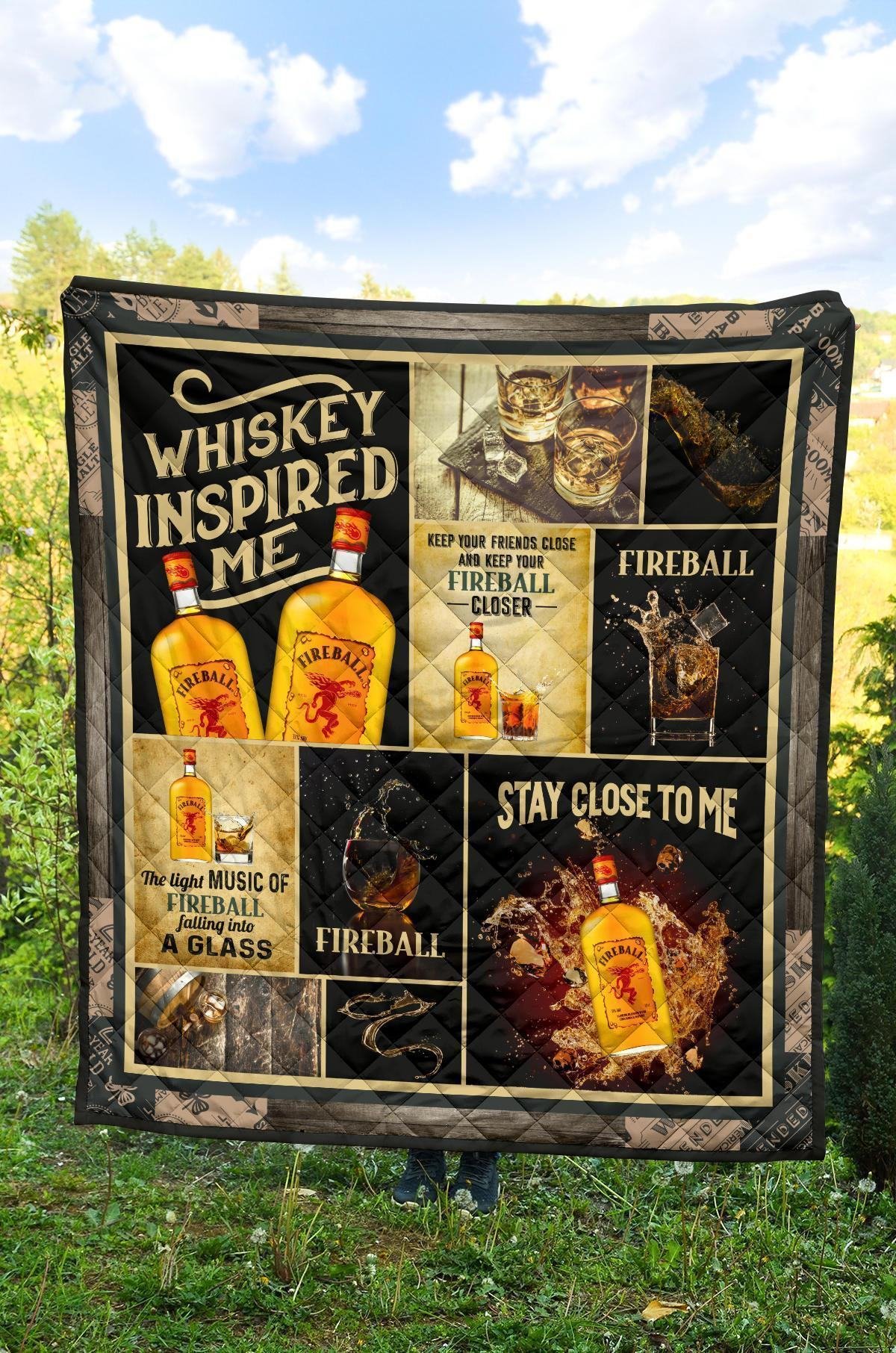 Fireball Quilt Blanket Whiskey Inspired Me Funny Gift Idea