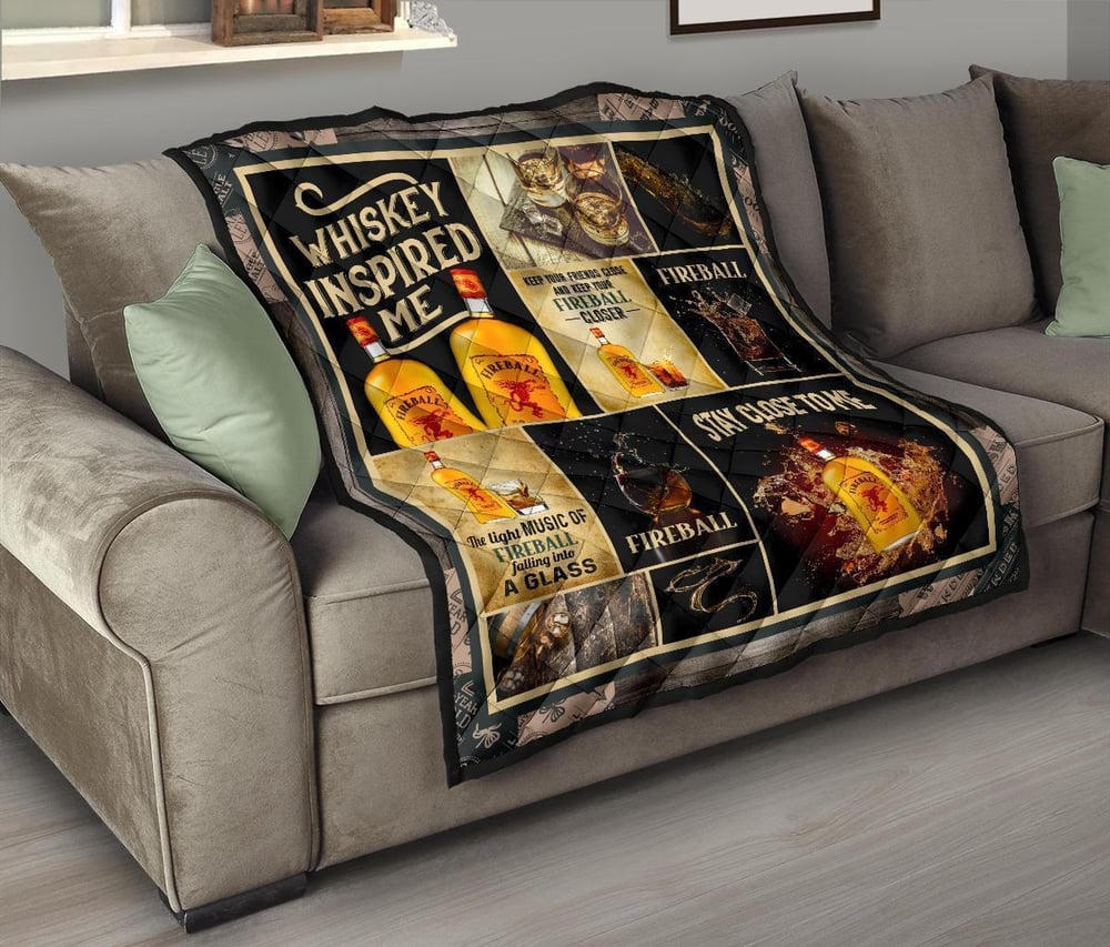 Fireball Quilt Blanket Whiskey Inspired Me Funny Gift Idea