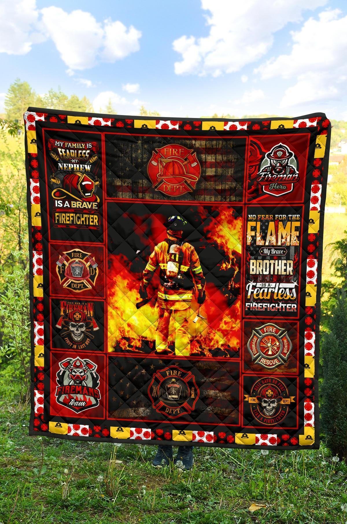 Firefighter Quilt Blanket Amazing Gift Idea