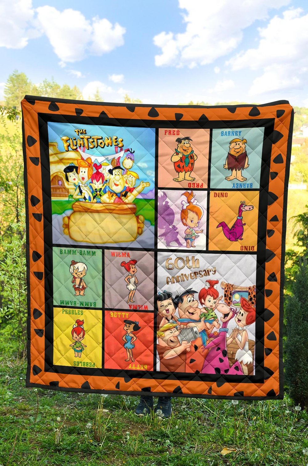 Flintstone 60th Anniversary Quilt Blanket Cartoon Fan Gift