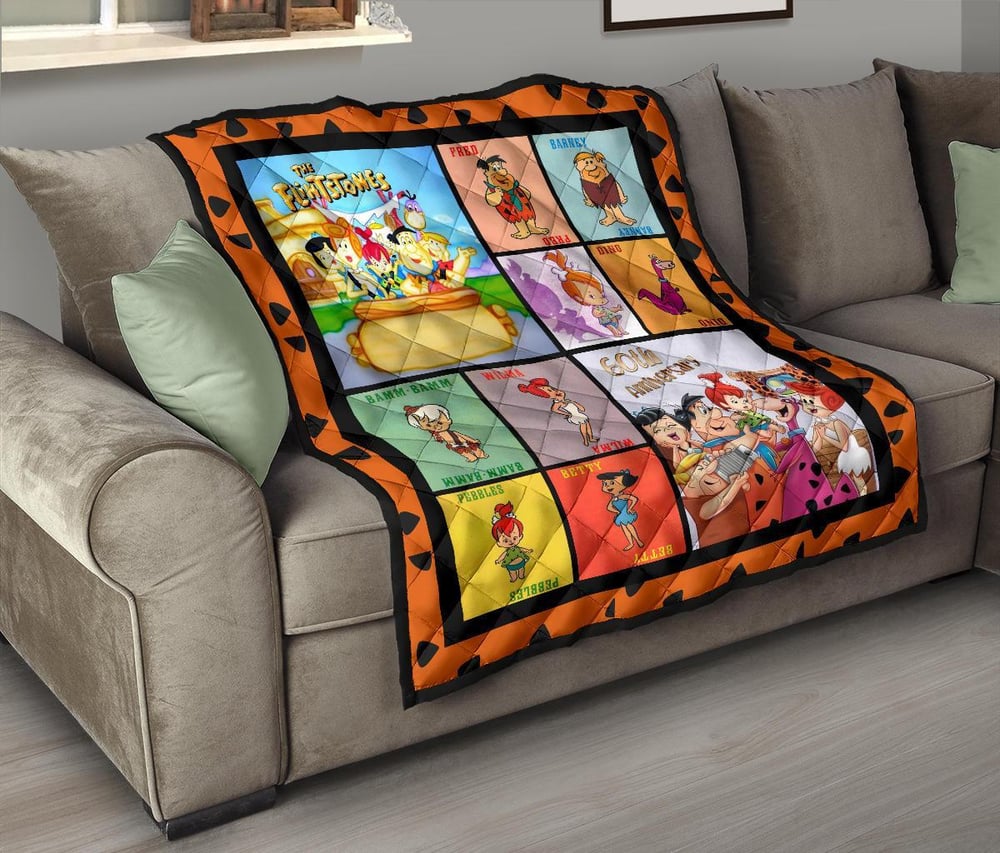 Flintstone 60th Anniversary Quilt Blanket Cartoon Fan Gift