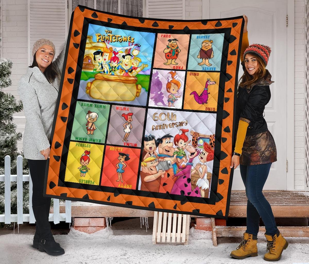 Flintstone 60th Anniversary Quilt Blanket Cartoon Fan Gift