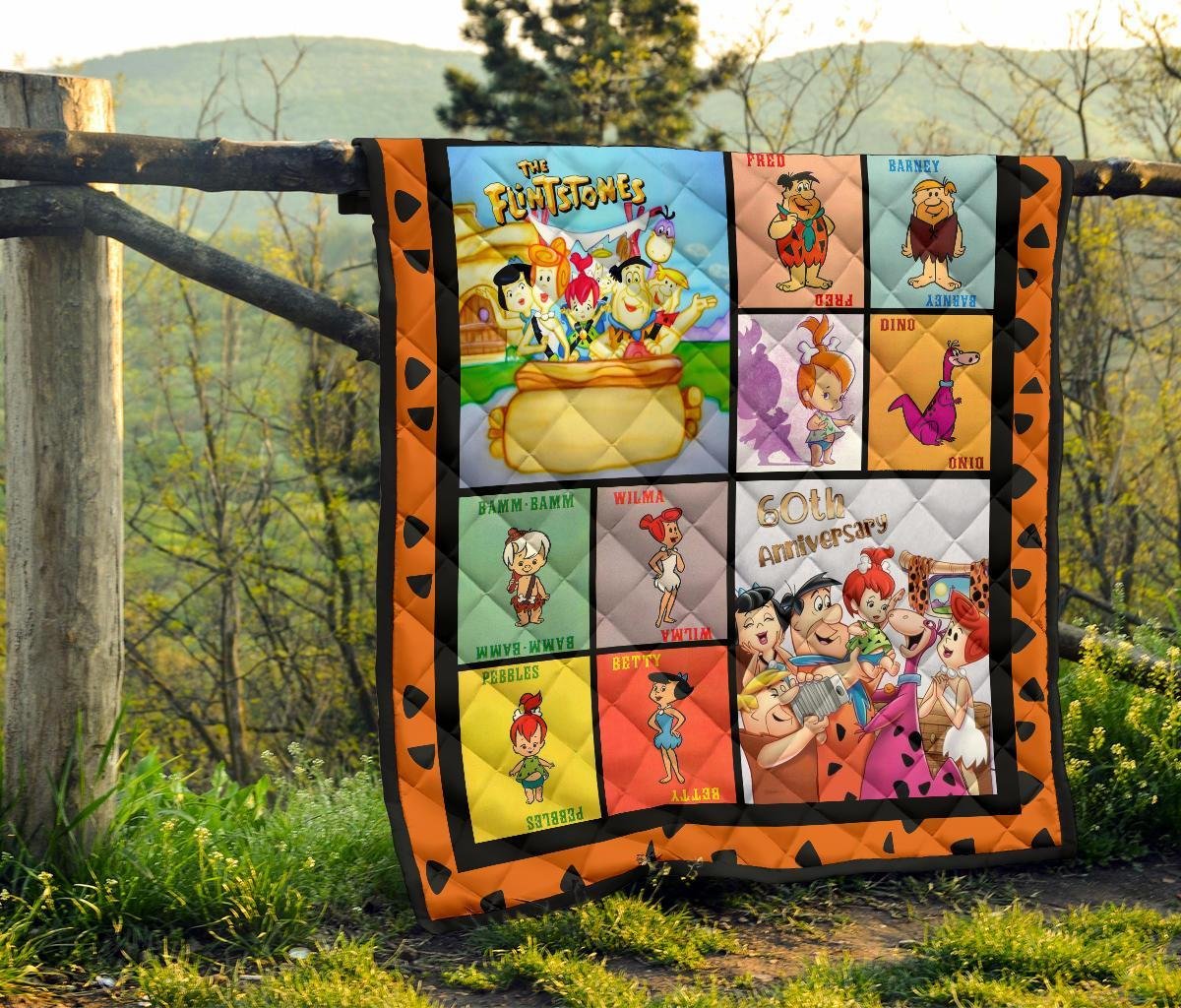 Flintstone 60th Anniversary Quilt Blanket Cartoon Fan Gift