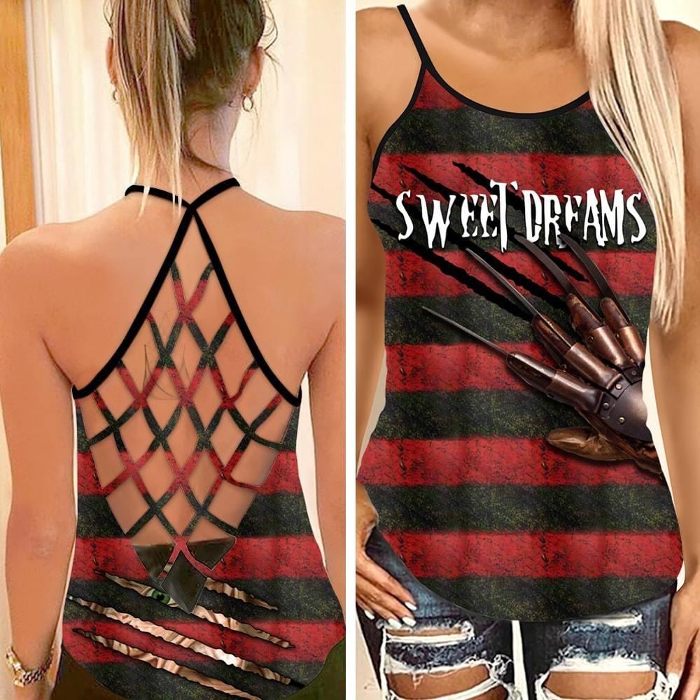 Freddy Krueger Pattern Horror Movies Criss Cross Tank Top CT1003