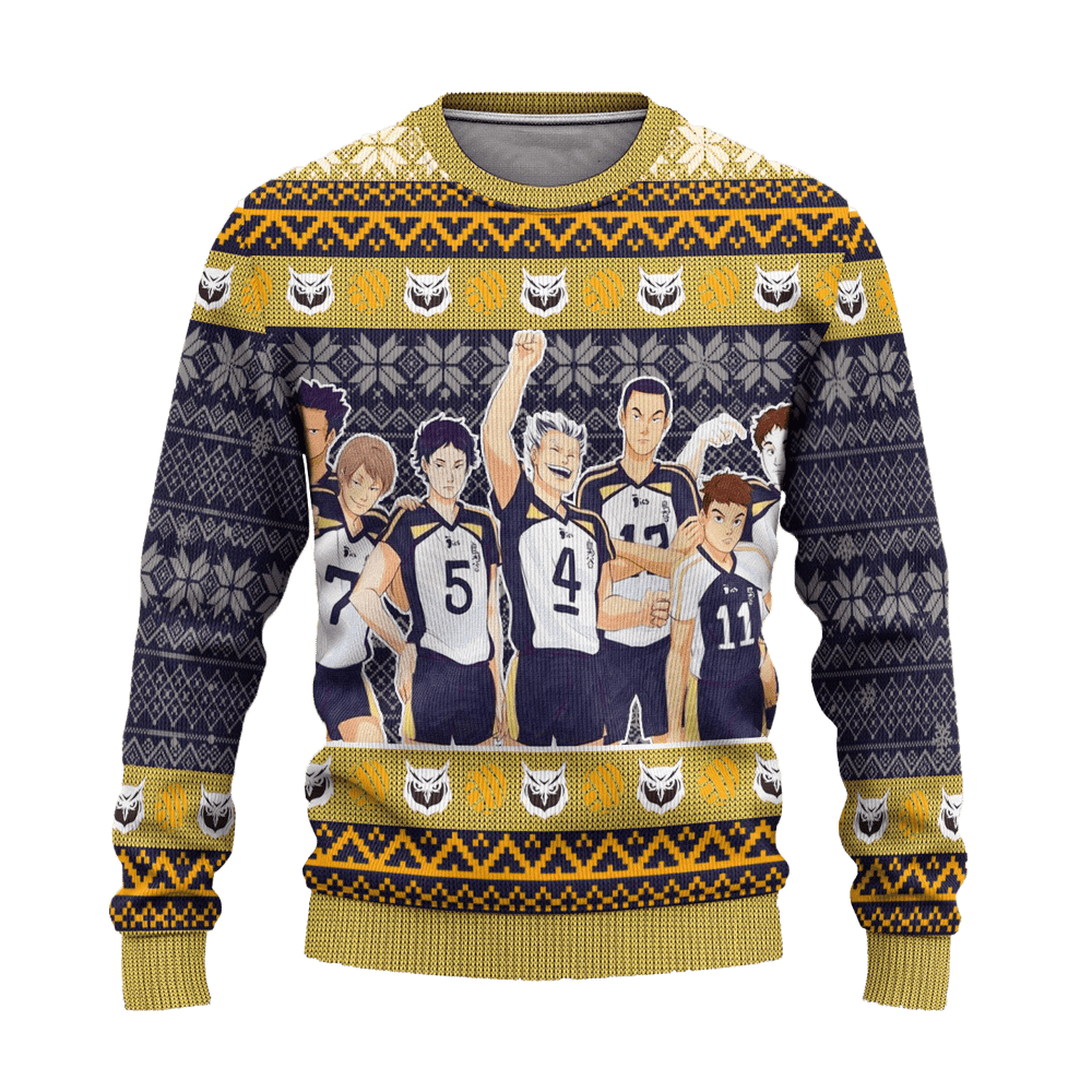 Fukurodani Academy Ugly Christmas Sweater Haikyuu Anime Xmas Gift