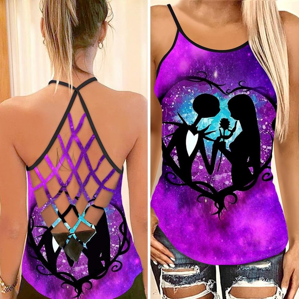 Galaxy Jack Skellington & Sally Criss Cross Tank Top NBCCT09