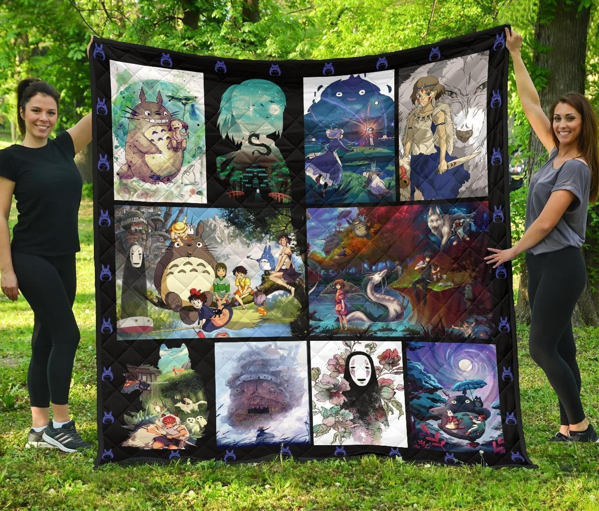 Ghibi Characters Quilt Blanket Anime Fan Gift Idea