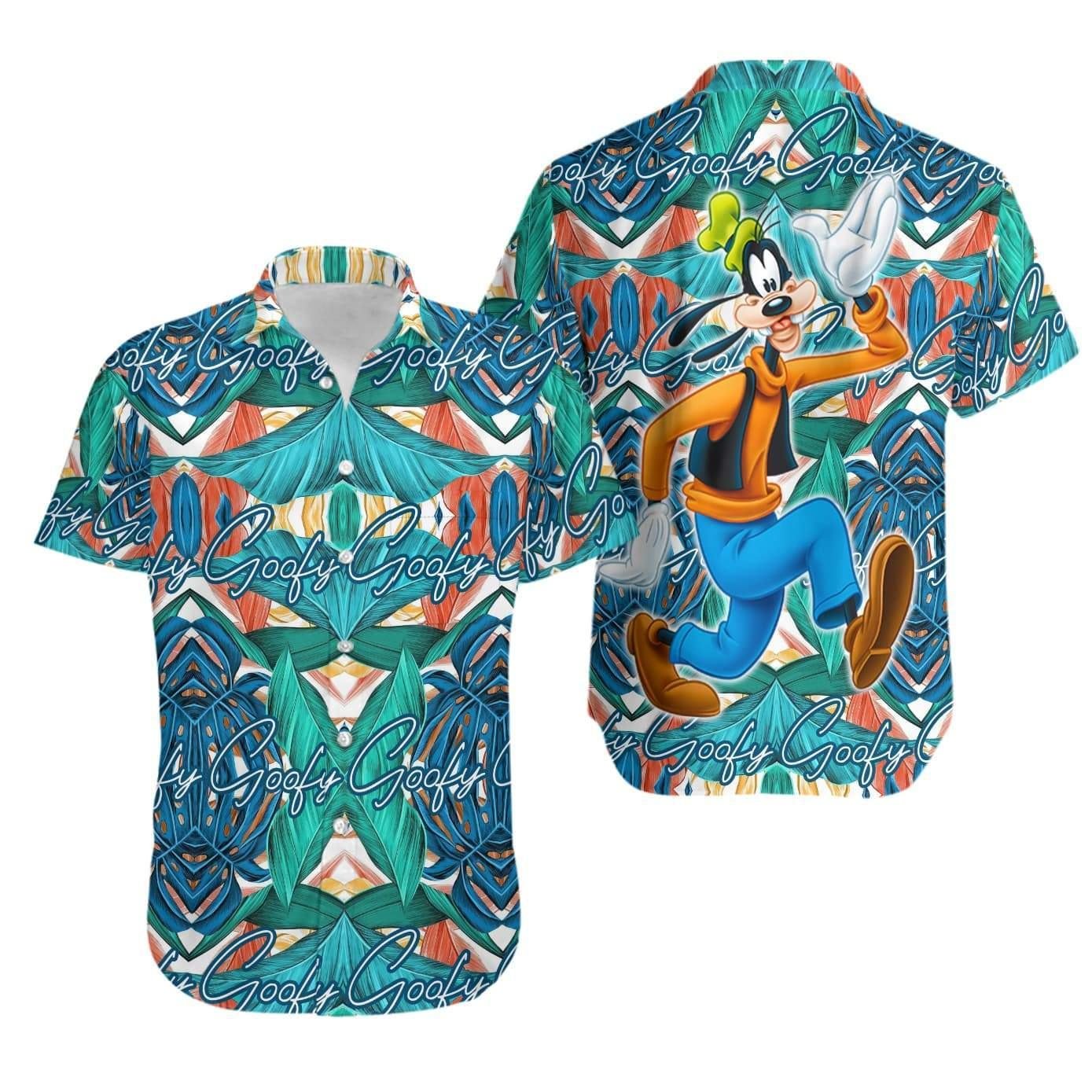 Goofy Cartoon Character Summer Custom Button Up Hawaiian Shirt