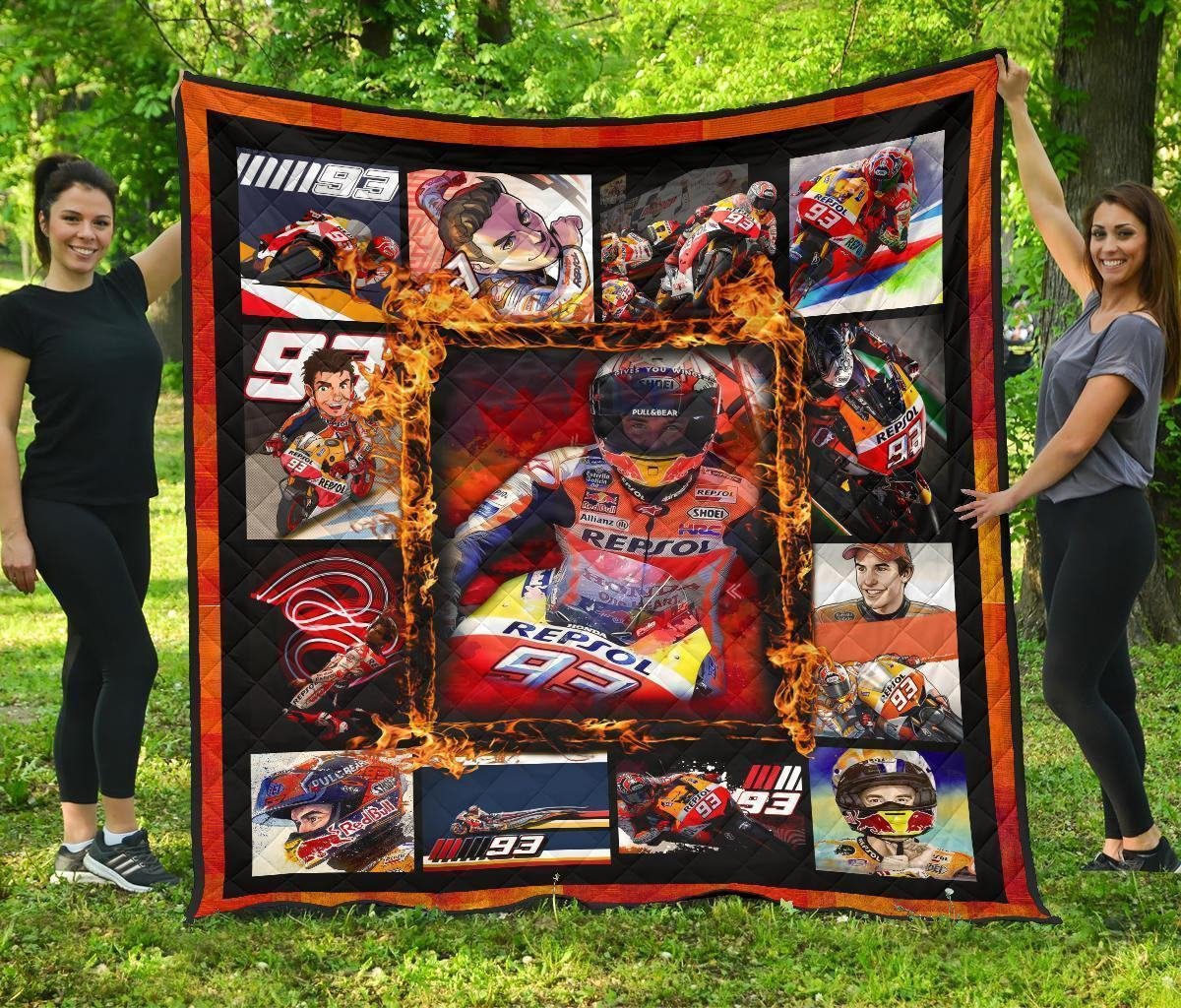 Grand Pix Marc Marquez Quilt Blanket MotoGP Fan Gift Idea