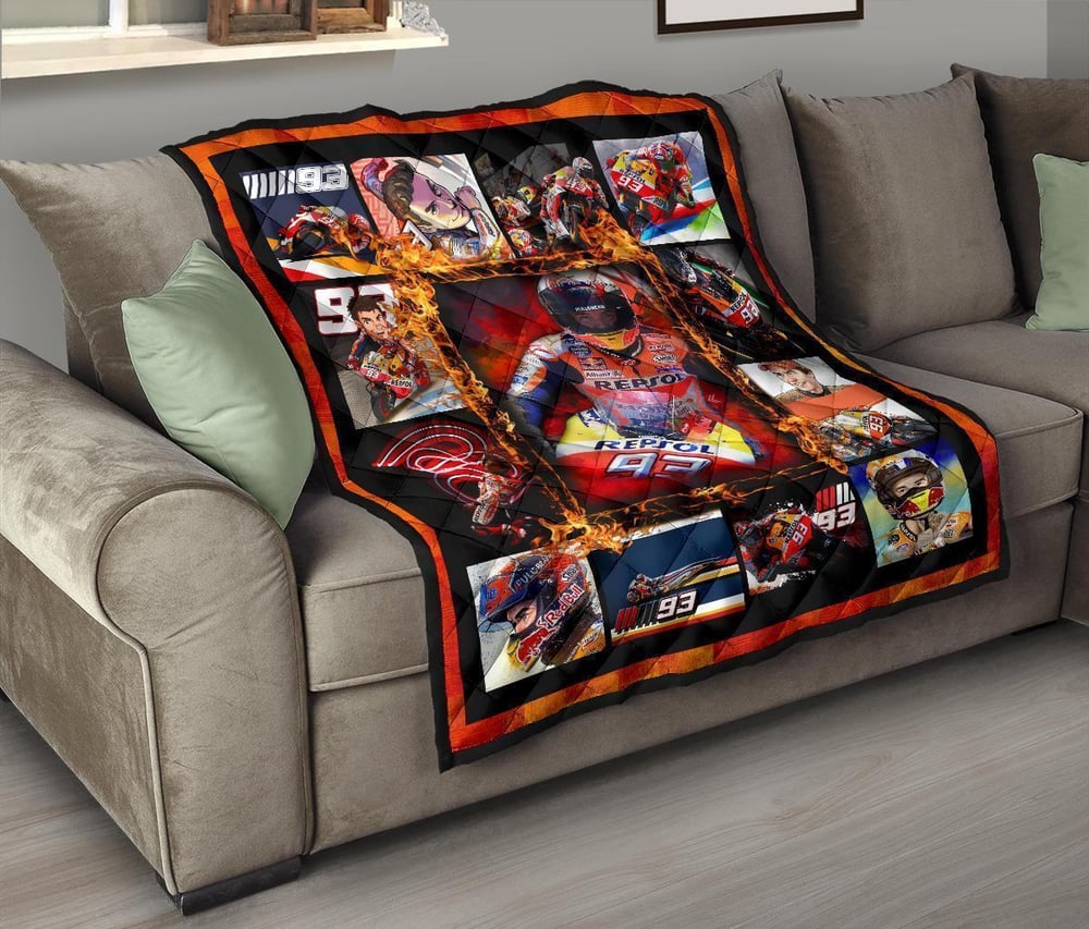 Grand Pix Marc Marquez Quilt Blanket MotoGP Fan Gift Idea