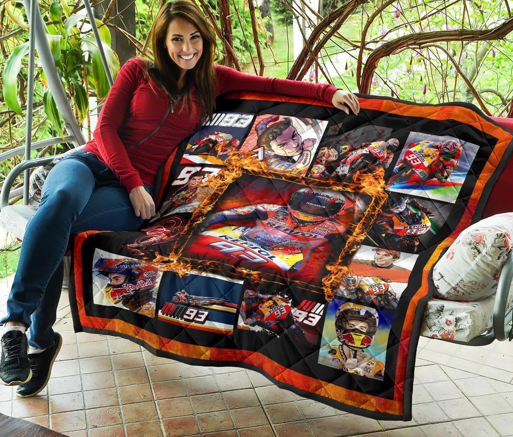 Grand Pix Marc Marquez Quilt Blanket MotoGP Fan Gift Idea