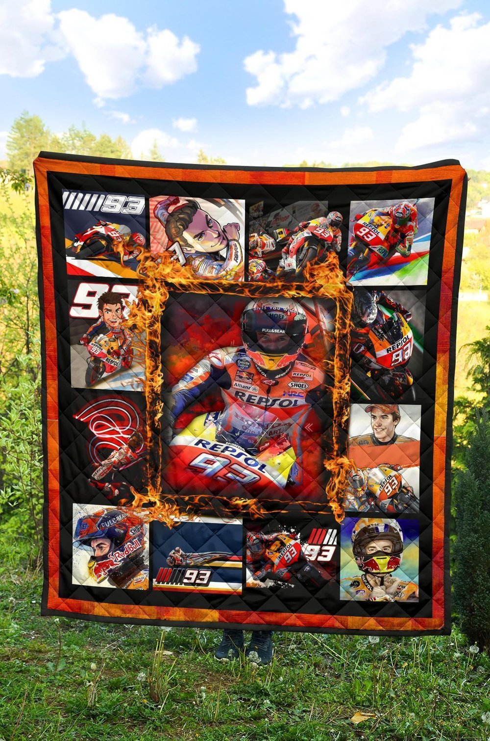 Grand Pix Marc Marquez Quilt Blanket MotoGP Fan Gift Idea