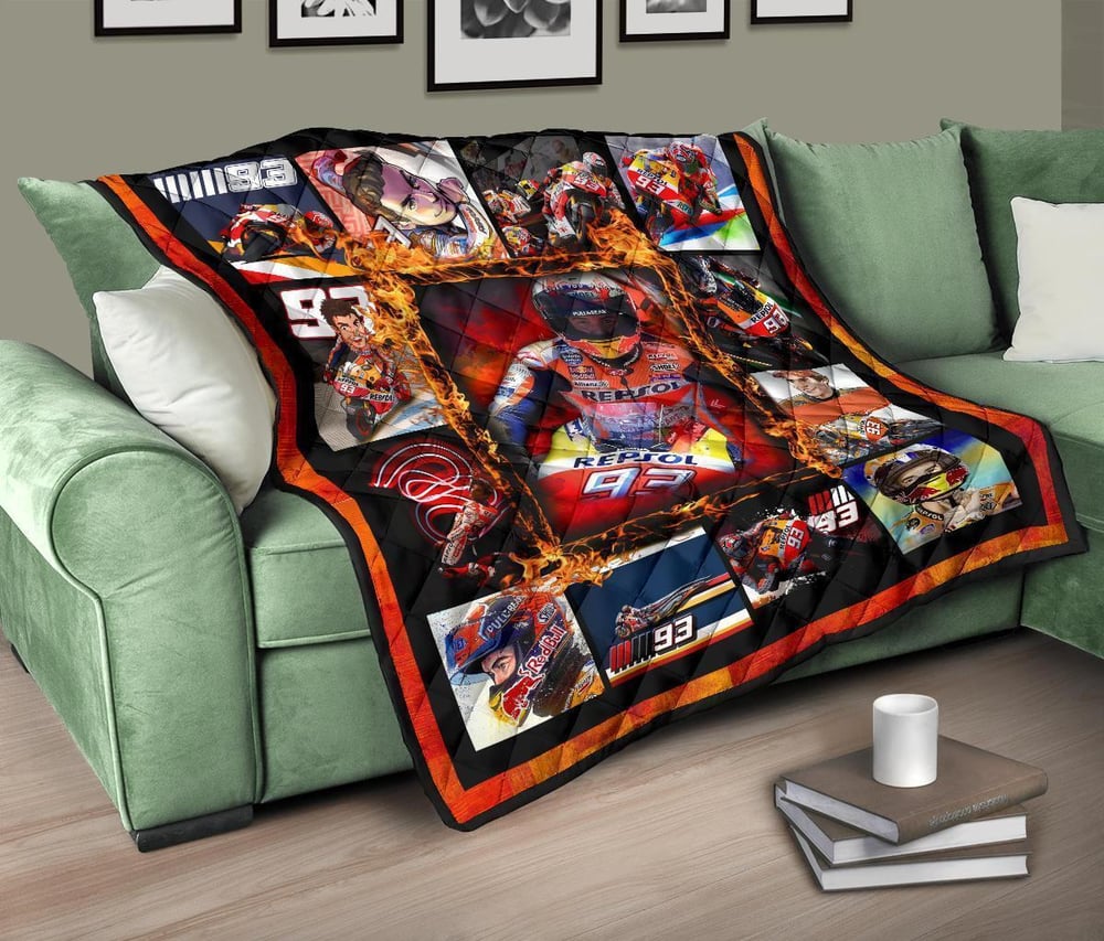 Grand Pix Marc Marquez Quilt Blanket MotoGP Fan Gift Idea