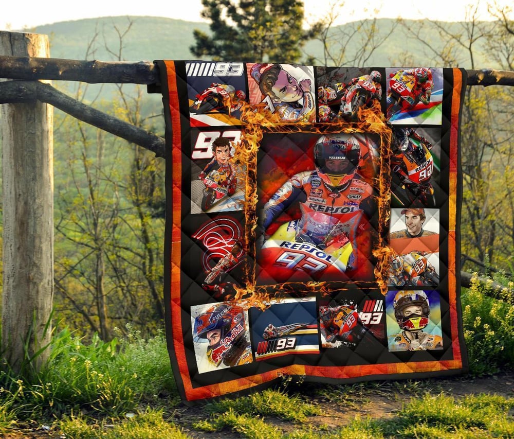 Grand Pix Marc Marquez Quilt Blanket MotoGP Fan Gift Idea