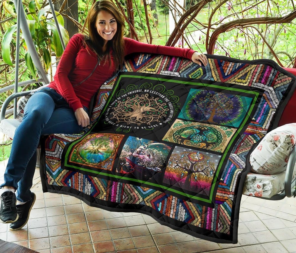 Graphic Art Tree of Life Quilt Blanket Gift For Earth Lover