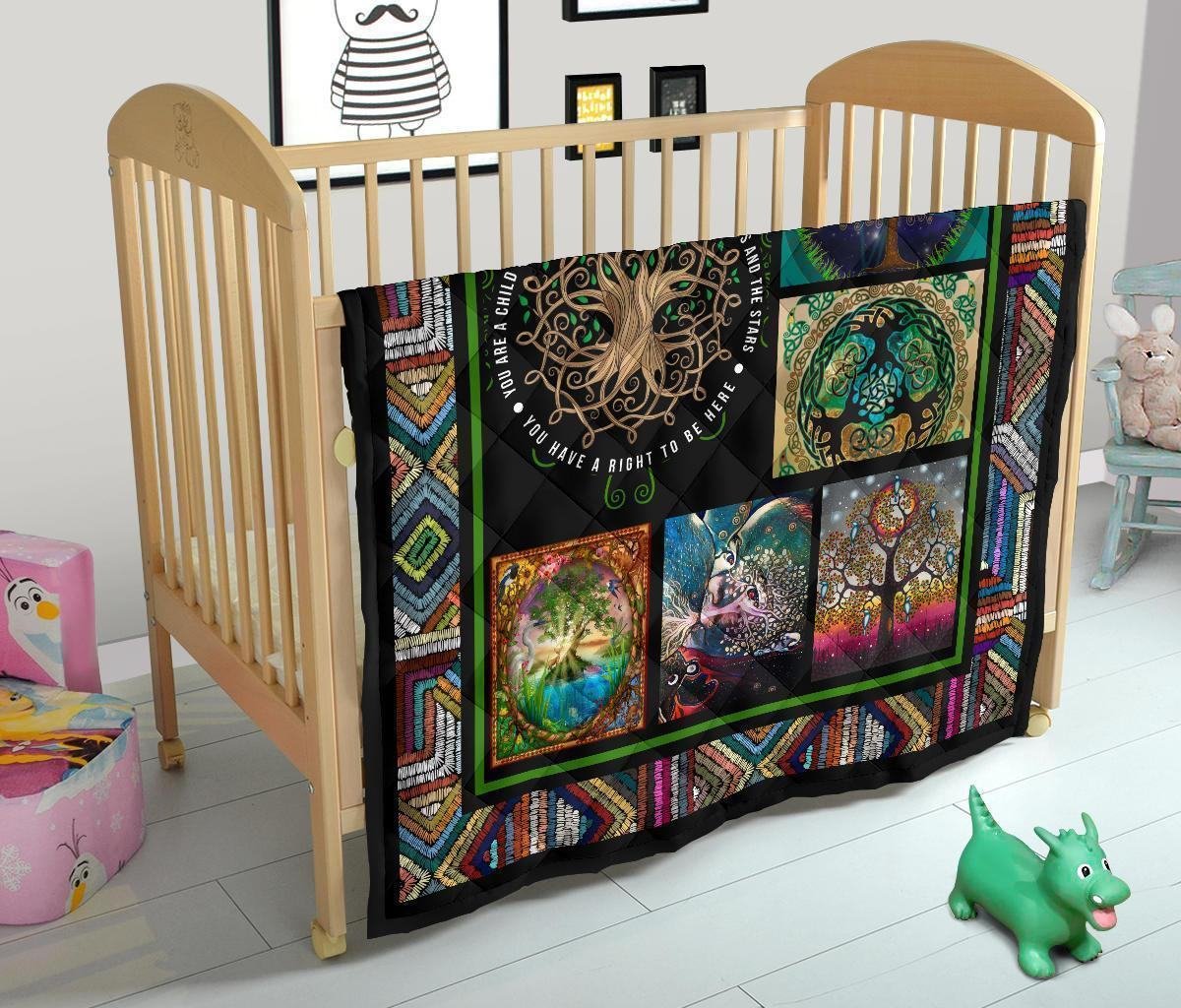 Graphic Art Tree of Life Quilt Blanket Gift For Earth Lover