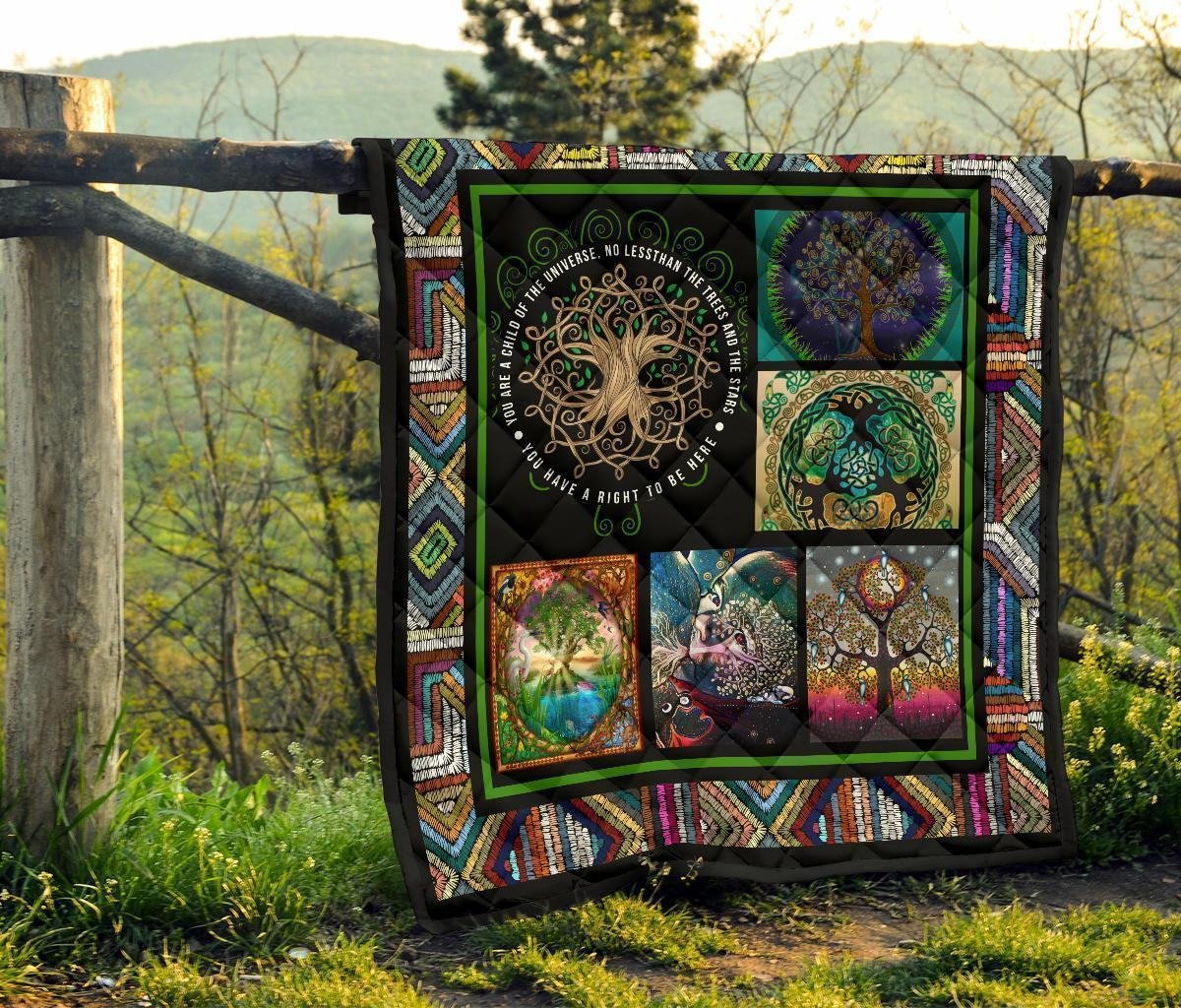 Graphic Art Tree of Life Quilt Blanket Gift For Earth Lover