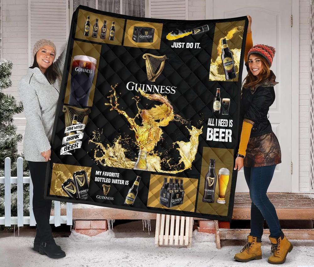 Guinness Quilt Blanket All I Need Is Beer Gift Idea