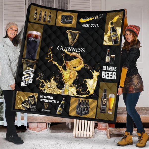 Guinness Quilt Blanket All I Need Is Beer Gift Idea