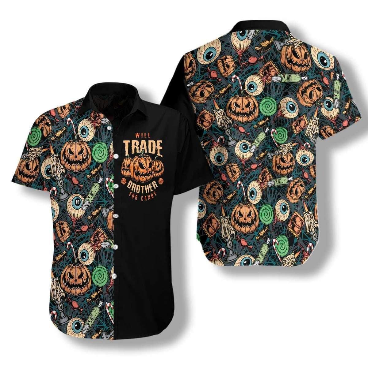 Halloween Scary Pumpkin Custom Button Up Hawaiian Shirt