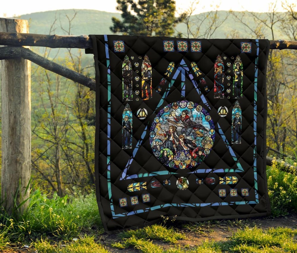 Harry Potter Stain Glass Style Quilt Blanket Fan Gift Idea