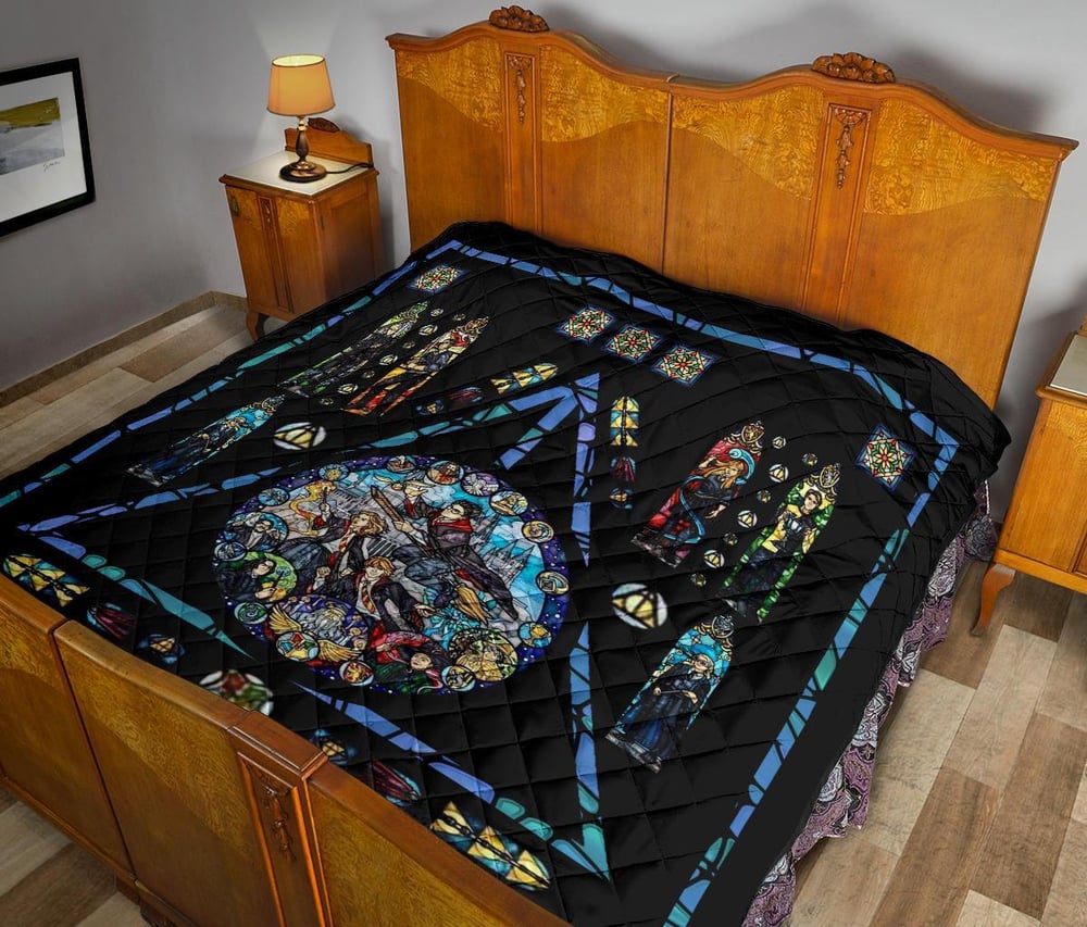 Harry Potter Stain Glass Style Quilt Blanket Fan Gift Idea