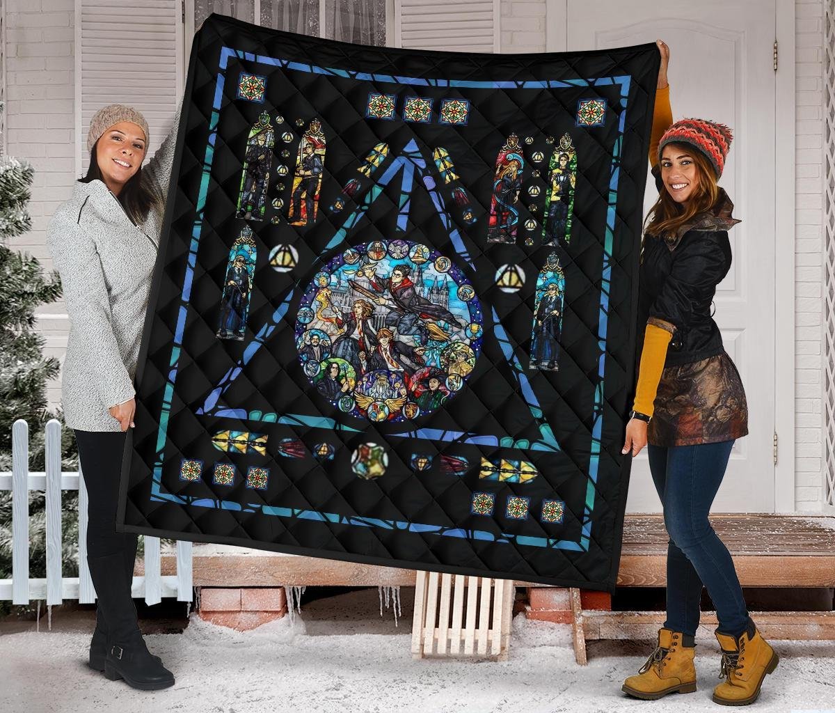 Harry Potter Stain Glass Style Quilt Blanket Fan Gift Idea