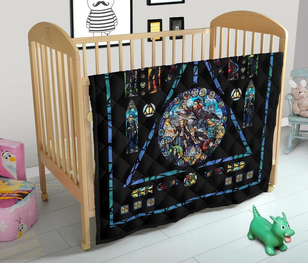 Harry Potter Stain Glass Style Quilt Blanket Fan Gift Idea