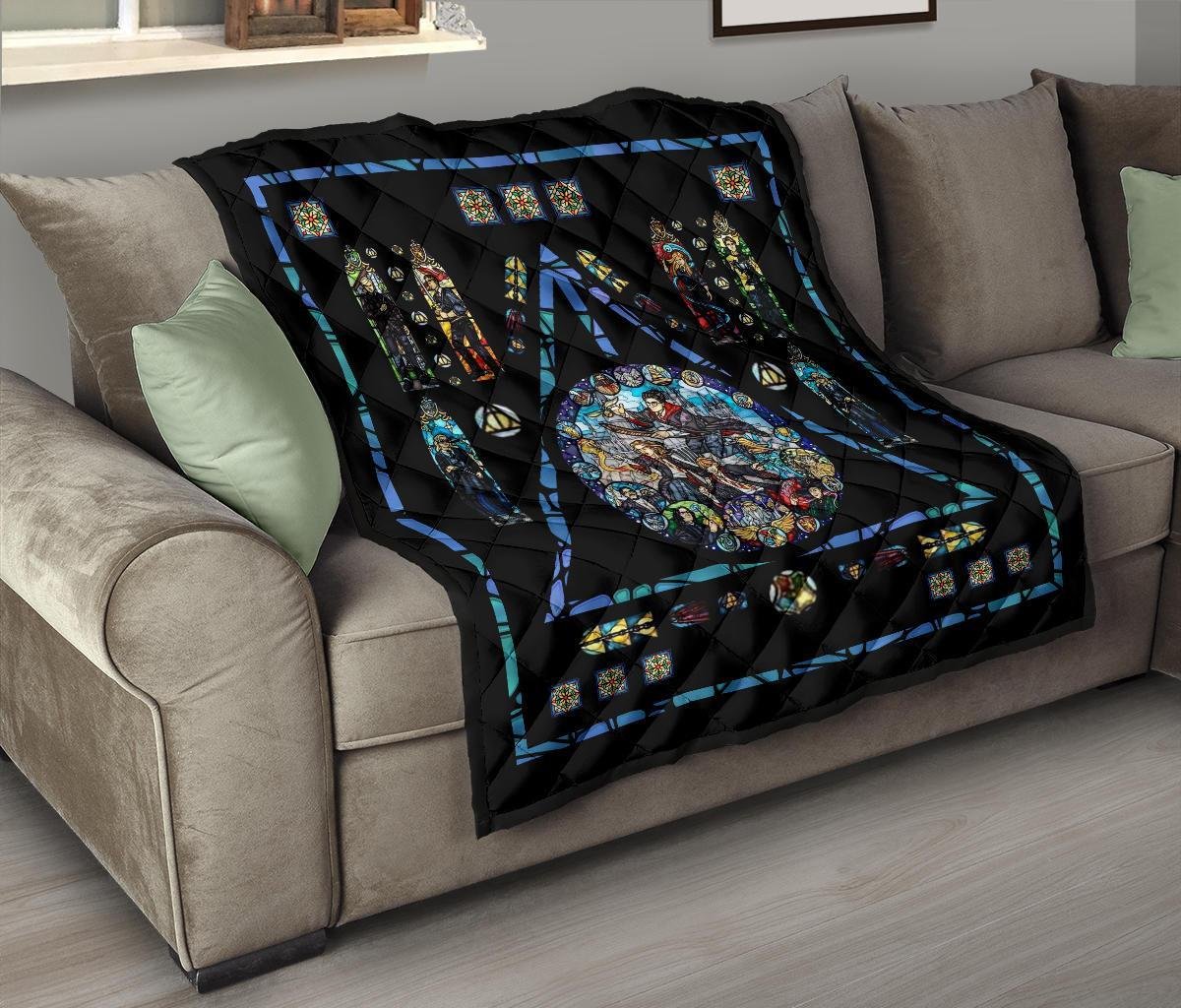 Harry Potter Stain Glass Style Quilt Blanket Fan Gift Idea