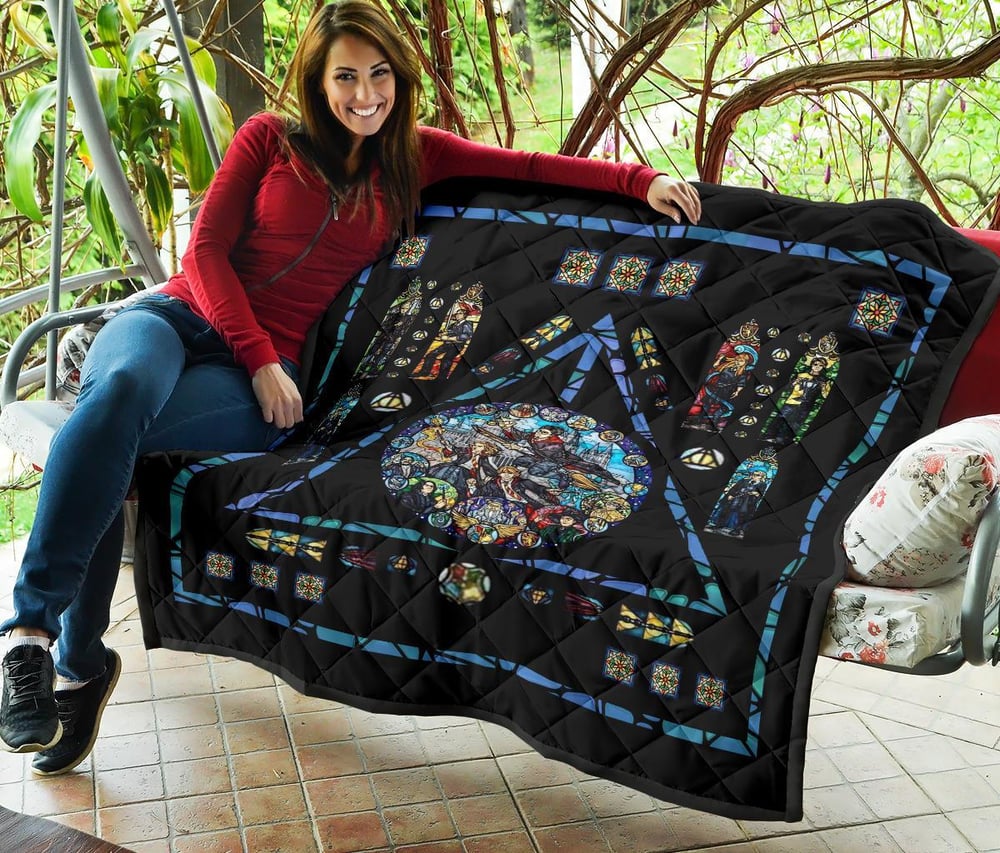 Harry Potter Stain Glass Style Quilt Blanket Fan Gift Idea