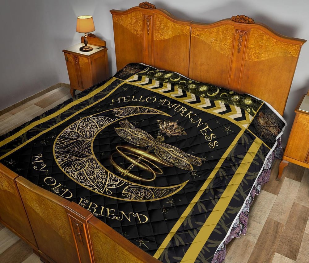 Hello Darkness My Old Friend Dragonfly Quilt Blanket Bedding Decor