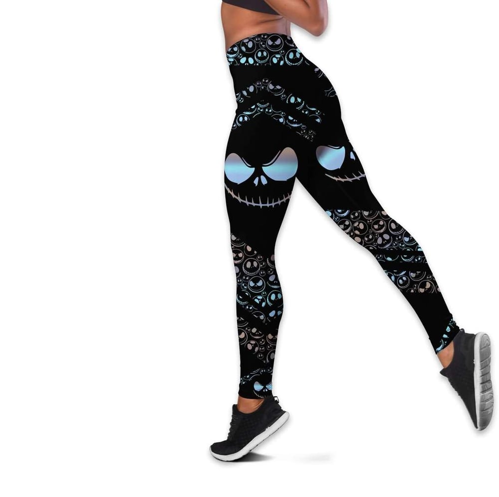 Hologram Jack Skellington Faces Tank Top Legging Set Outfit | CTLJS62