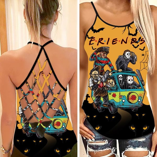 Horror Friends Halloween Criss Cross Tank Top CT1006