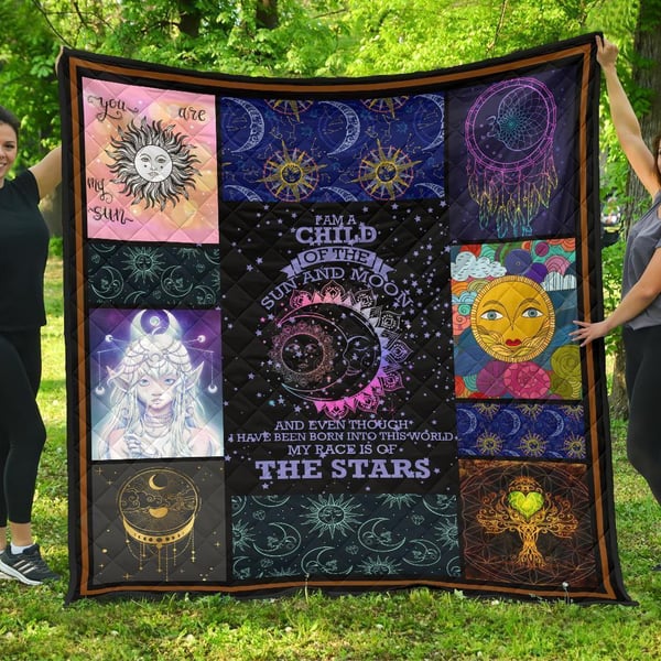 I Am A Child Of Sun And Moon Quilt Blanket Gift Idea