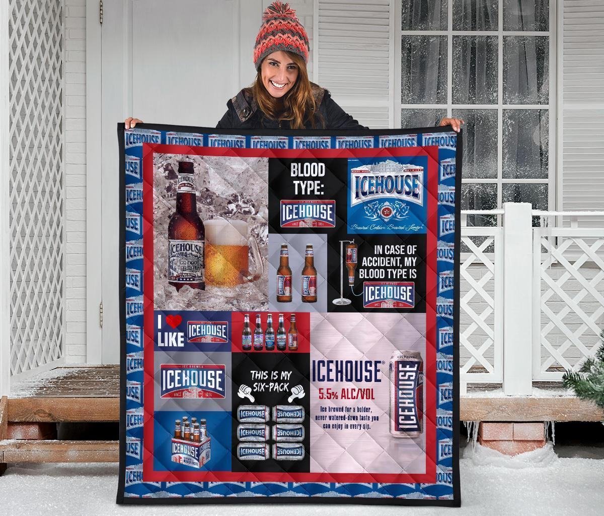 Icehouse Quilt Blanket Funny Gift For Beer Lover