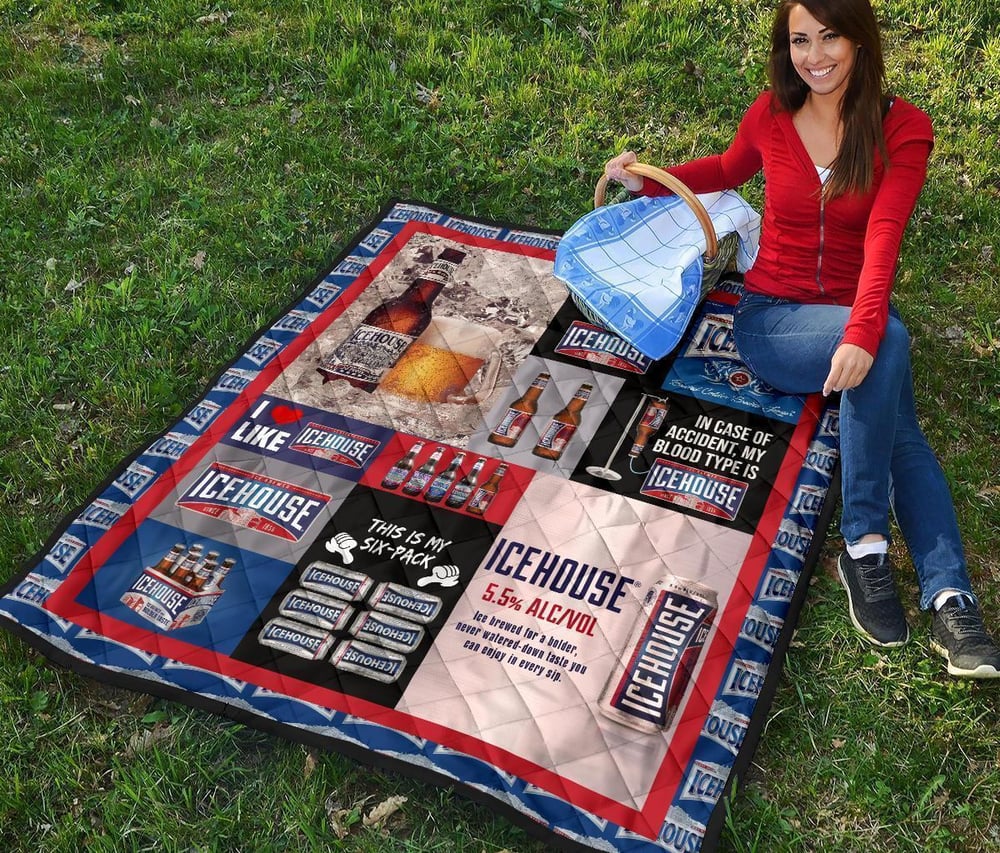 Icehouse Quilt Blanket Funny Gift For Beer Lover