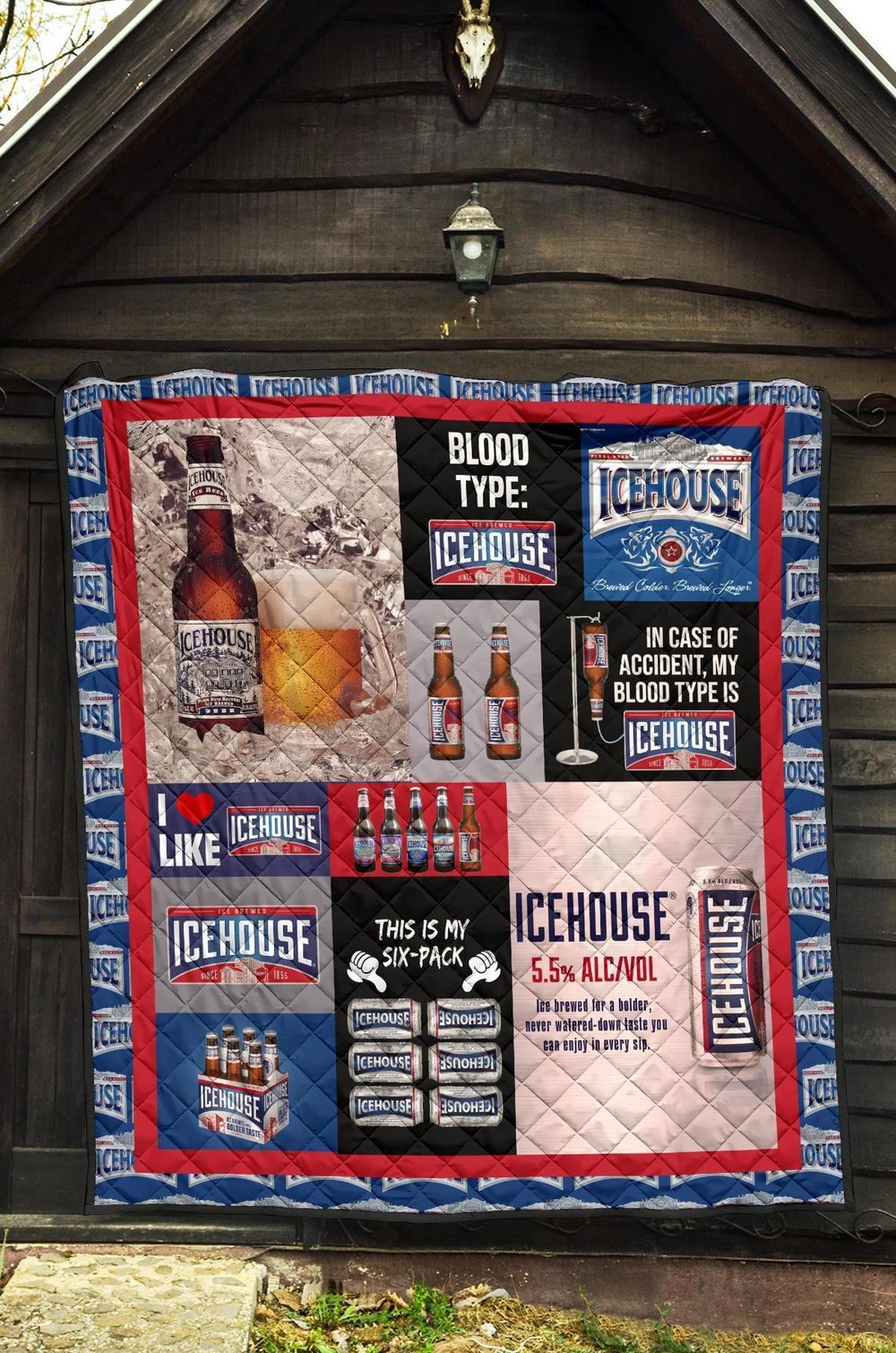 Icehouse Quilt Blanket Funny Gift For Beer Lover