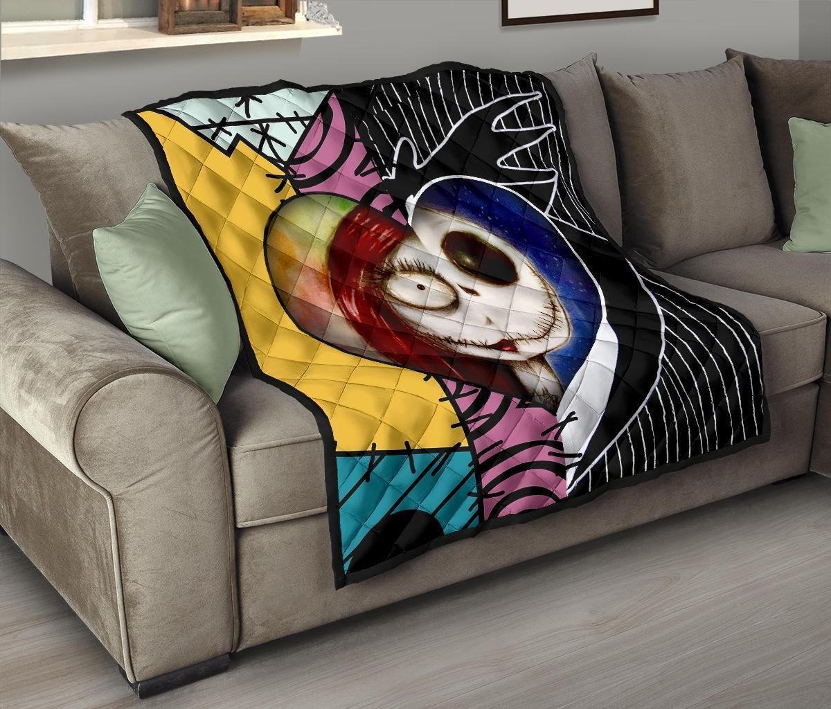 Jack & Sally Love Quilt Blanket Half Face Mixed Gift Idea