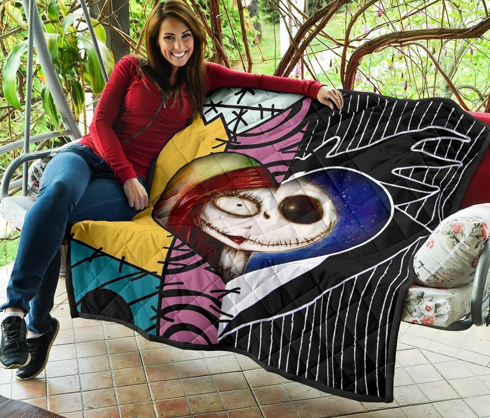 Jack & Sally Love Quilt Blanket Half Face Mixed Gift Idea