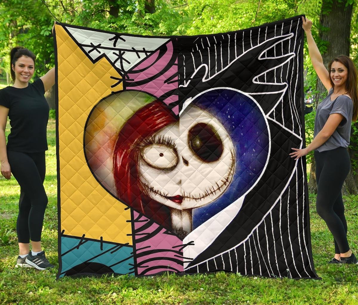 Jack & Sally Love Quilt Blanket Half Face Mixed Gift Idea