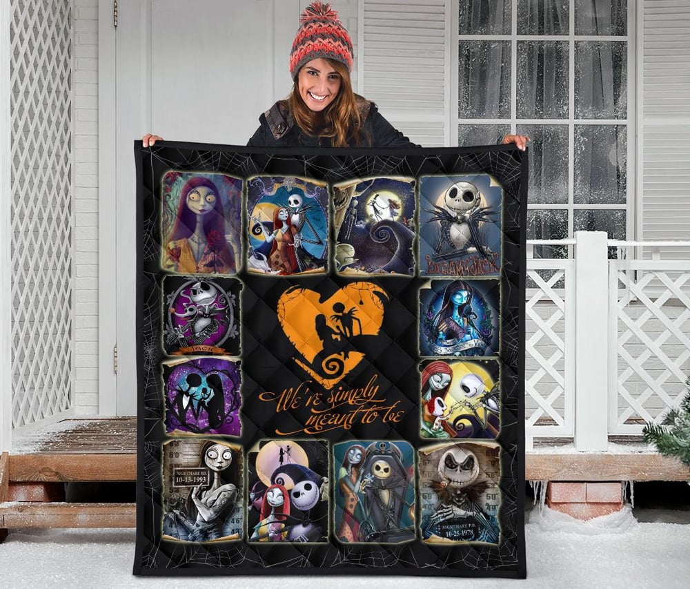 Jack & Sally Quilt Blanket Nightmare Before Christmas Fan Gift