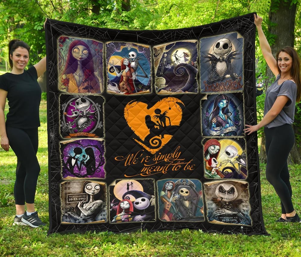 Jack & Sally Quilt Blanket Nightmare Before Christmas Fan Gift