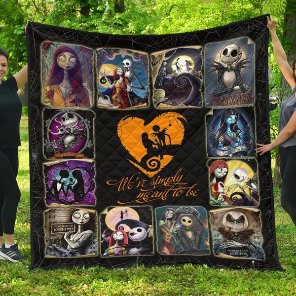 Jack & Sally Quilt Blanket Nightmare Before Christmas Fan Gift