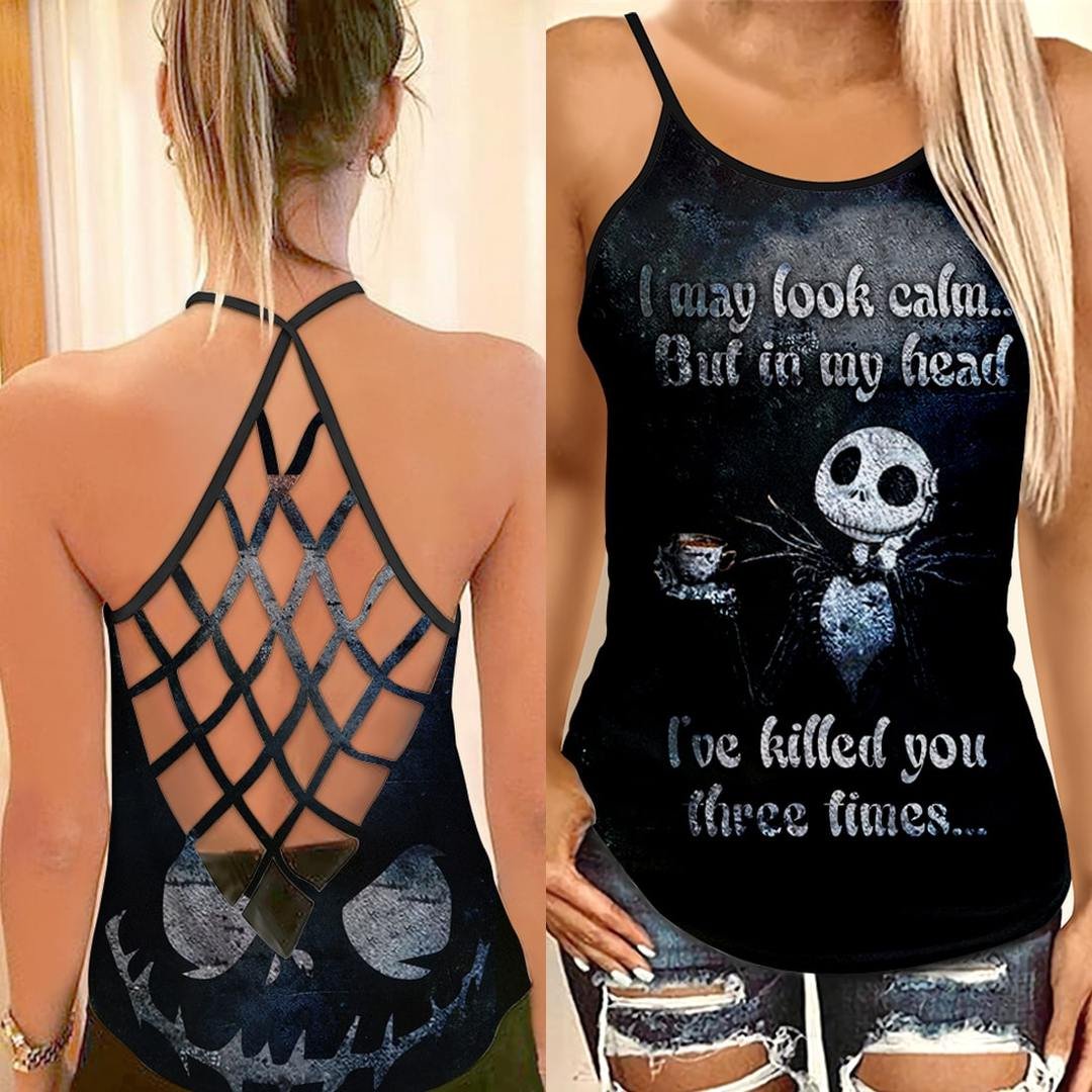 Jack Skellington - I May Look Calm Criss Cross Tank Top NBCCT07